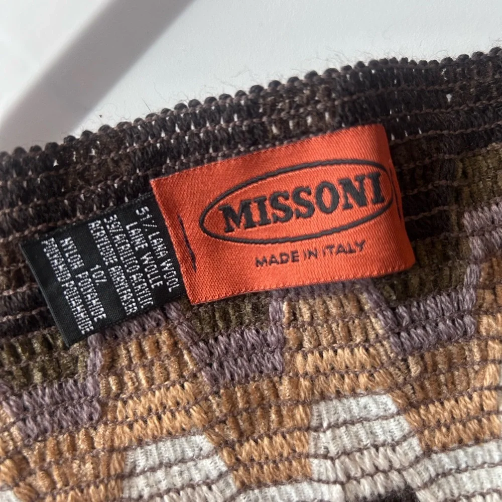 Missoni Zigzag Knit Scarf - Brown and Cream - Picture 3 of 5